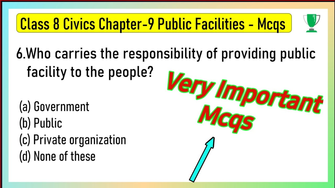 MCQ Questions for Class 8 Civics Chapter 9 Public Facilities with Answers | Public Facilities