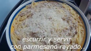 salsa de atun y nata con espaguettis
