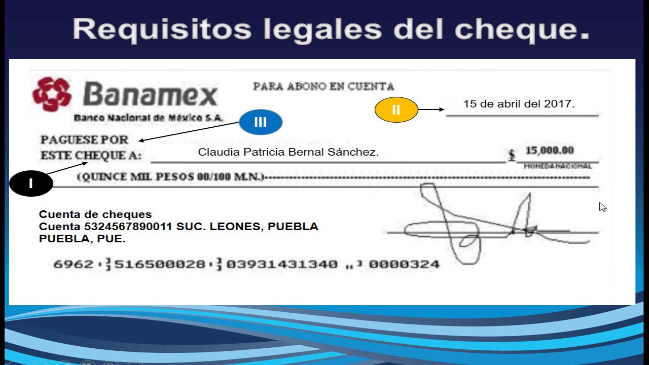 Requisitos legales del cheque