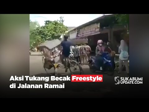 Aksi Tukang Becak Freestyle di Jalanan Ramai