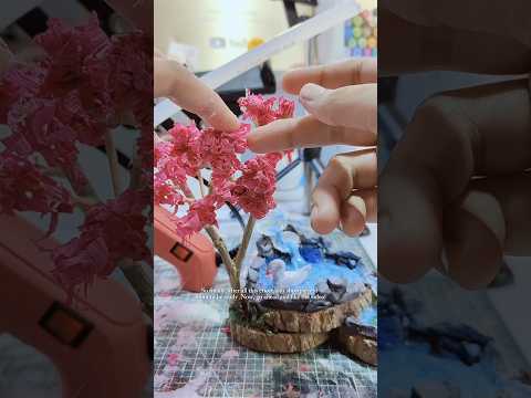 Turning tiny wooden slices into a dreamy little pond 🐣🏝️🌸💙 |#shorts #diy #viral #youtubeshorts