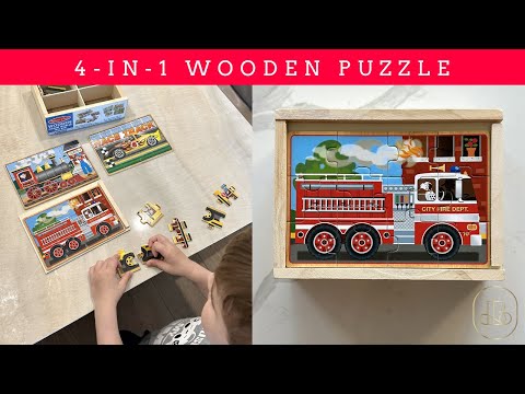 Puzzle Playtime Deluxe: 4-in-1 Wooden Jigsaw Puzzles in a Storage Box