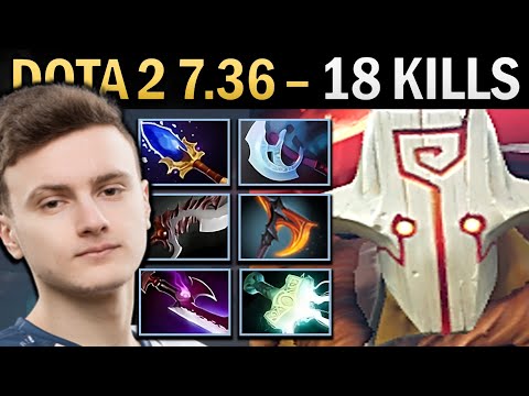 Juggernaut Gameplay Miracle with 18 Kills and Mjolnir - Dota 2 7.36