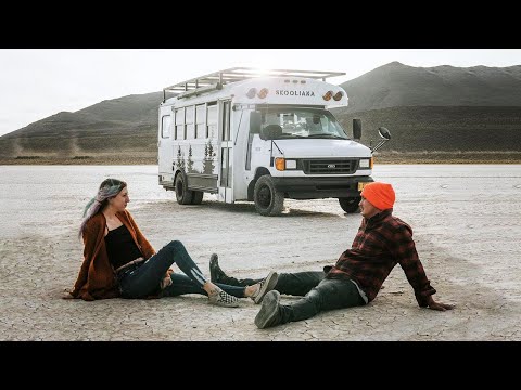 Young Couple Turn OLD SKOOLIE Into Beautiful HOME ON WHEELS | Off-The-Grid School Bus Conversion