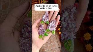 Korálková brož šeřík fialový