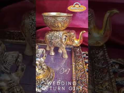 MBH-1050 Antique Silver Elephant with Bowl Photo Frame, Rocking Ganpati and Square Tray