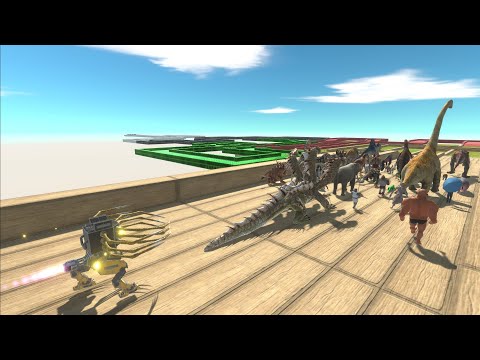 Units trying to escape from Alien Robot - Animal Revolt Battle Simulator