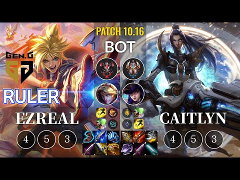 GEN Ruler Ezreal vs Caitlyn Bot - KR Patch 10.16
