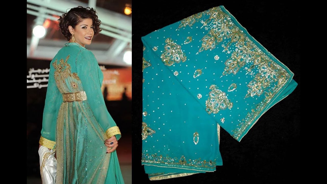 VENDU!!! Vente élégant Caftan Sari bleu, mnebbet khfif - LIVRAISON MONDE