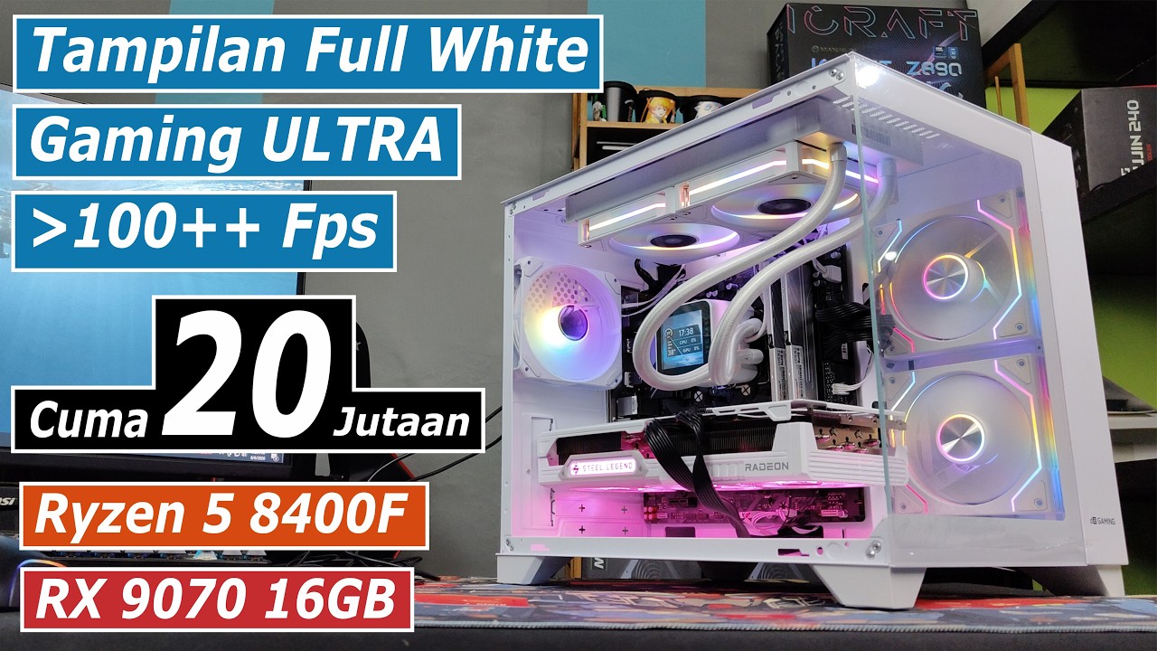 Rakit PC Gaming FULL WHITE di 20 Jutaan with Ryzen 5 8400F + RX 9070