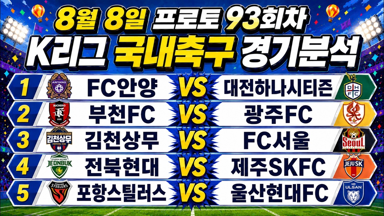 토토분석 스포츠분석 8월8일 K리그 국내축구 정밀분석