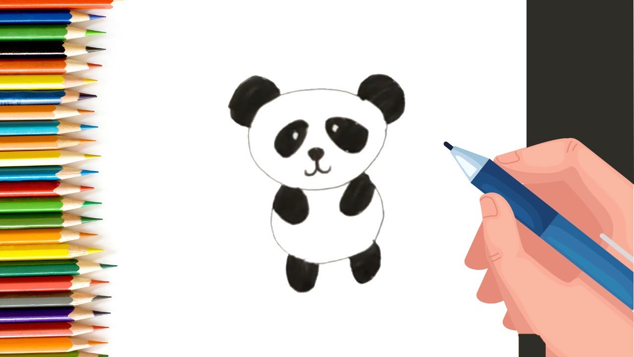 How to drawn an easy Panda for kids step by step drawing #drawpanda #easypandadrawing #kidspandadraw