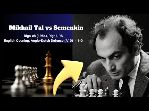 Mikhail Tal vs Semenkin  Riga ch 1954  Riga URS English Opening Anglo Dutch Defense