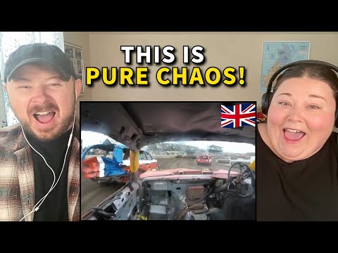Americans React to British Banger Racing - INSIDE the Car POV!