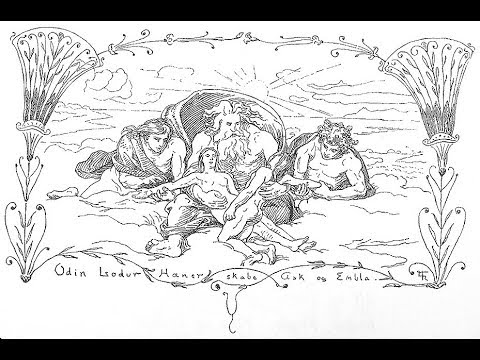 The Creation of Ask and Embla, the First Humans from the Voluspa