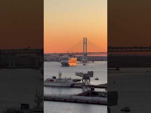 Thumbnail for As Sun Rises, Diamond Princess Cruise Ship Pulls into Yokohama Harbor to Ready for Japan Voyage