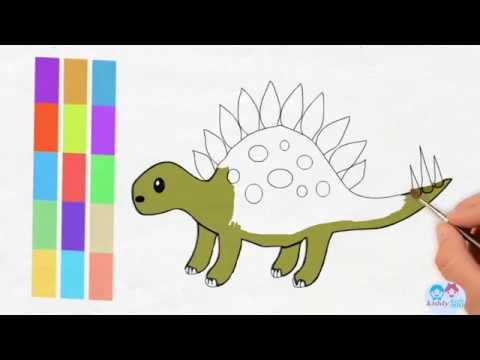 drawing dinosaurs for kids,coloring pages for toddlers child babies ,how to draw and fill colors