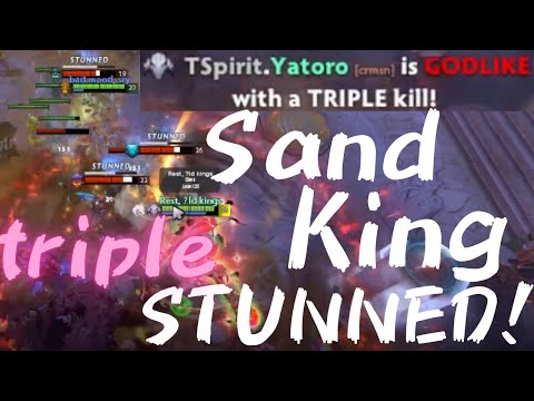 Yatoro Sven, Sand King Burrowstrike triple stun, triple kill - dota2