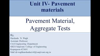 pavement material, Aggregate Tests
