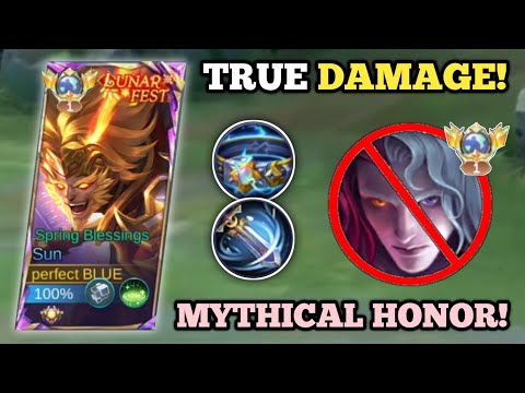 SEMI TANK SUN DOUBLE TRUE DAMAGE VS. ARLOTT! (100% broken!💀) SUN BEST BUILD -MLBB