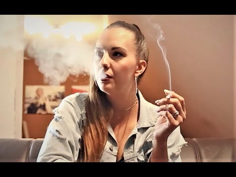 Pretty Cute German Girl Smoking on Couch!!