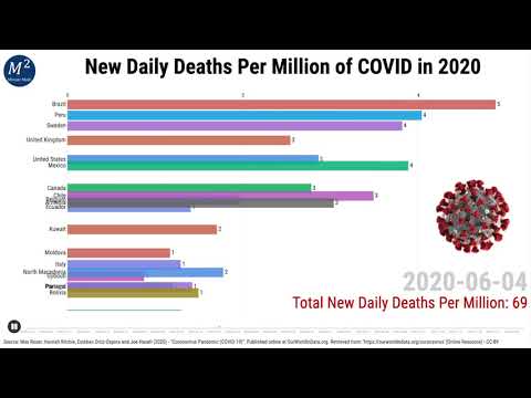 New Daily Deaths Per Million of COVID in 2020 | Bar Chart Race | Minute Math