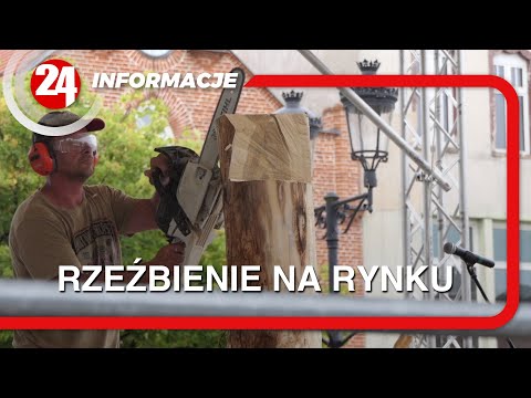 Nietypowy rzeźbiarz na kościerskim rynku