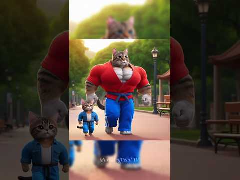 Meow meow park bodybuilder cat and muscle Gorilla  sad story #catcatfunnyfightcompilation #cat#ai