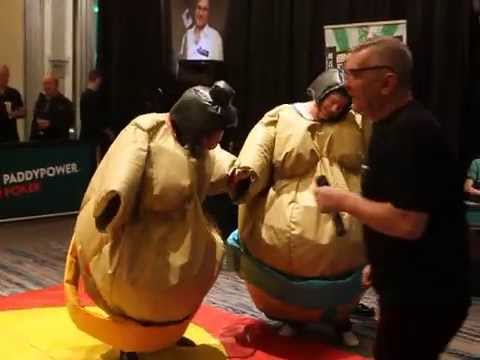 Jack Salter sumo-wrestling at the Irish Poker Open in 2015