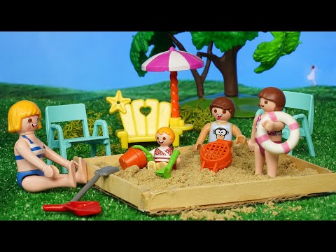 Playmobil po polsku Wesołe przygody Klary i Kuby - zabawa w piasku i na basenie