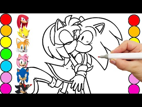 Sonic and Amy Rose Kiss Coloring Pages Sonic team  Sonic The Hedgehog 3 DRAW compilation 143
