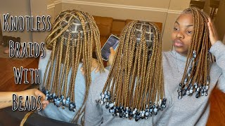 Short Medium Knotless Box Braids With Beads | Custom Hair Blend