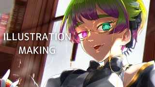 【イラストメイキング】黒電話とおる