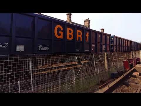 Drs 66s 303 and 424 top and tailing gbrf stone train at Ravenglass