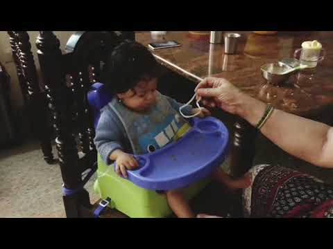 Praneel at 11 months - natak during lunch time