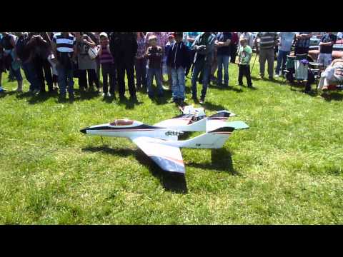 Jet powered model plane being taxied around at a steam/car rally on IOW May 26th 2013