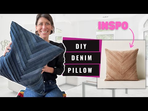 DIY UPcycled DENIM Pillow | CB2 Inspired Project using Old Denim Jeans