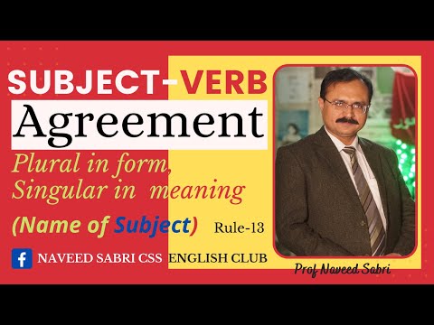 Subject-Verb Agreement (Part-13) Plural in form, Singular in meaning, Lecture 1.18.13 in Urdu/Hindi