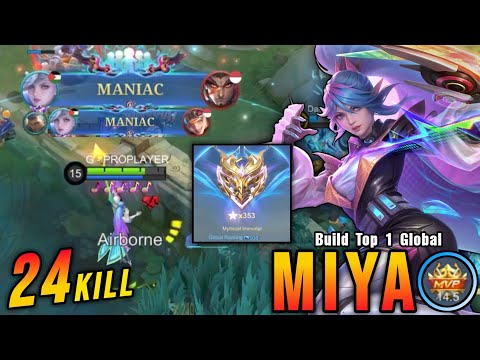 24 Kills + 2x MANIAC!! Atomic Pop Miya Late Game Monster!! - Build Top 1 Global Miya ~ MLBB