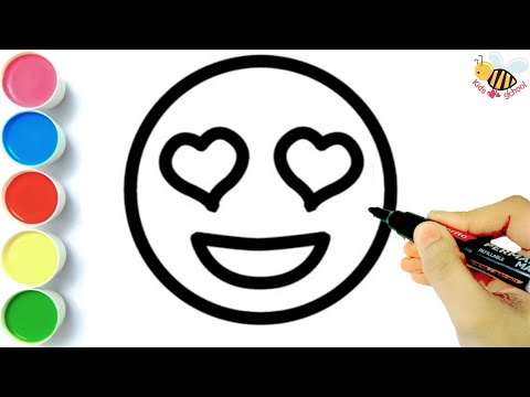 How to Draw and color smiley emoji for kids | Drawing smiley emoticon easy