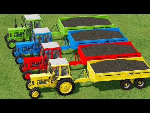 TRANSPORTING & HARVESTING SUNFLOWER w/MINI TRACTORS & COLORED TRAILER ! Farming Simulator 22