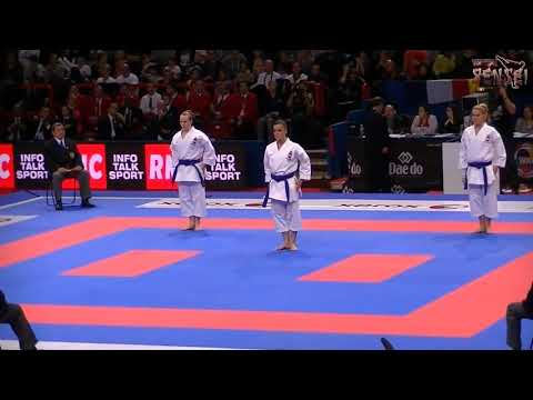 SPAIN FEMALE TEAM KATA ANNAN + BUNKAI FINAL WORLD KARATE CHAMPIONSHIP 2012 PARIS