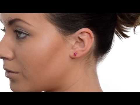 FEG23-T - Ruby 5 x 4mm 18K Yellow Gold Earrings