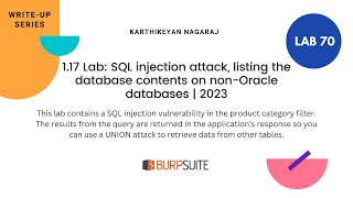 1.17 Lab: SQL injection attack, listing the database contents on non-Oracle databases | 2023