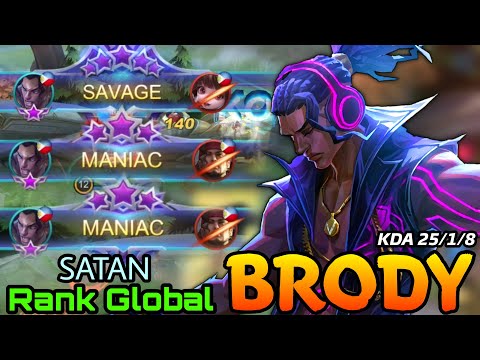 SAVAGE & MANIAC!! 25 Kills Brody S.T.U.N New Skin Gameplay - Top Global Brody by SATAN - MLBB