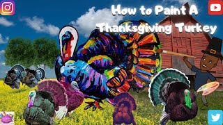 How To Paint A Thanksgiving Turkey #mrsmithsartroom4kids #thanksgivingturkeyart #paintedturkeyart