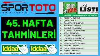 SPOR TOTO TAHMİNLERİ 45. HAFTA / futbol yorum taktik maç banko kupon i