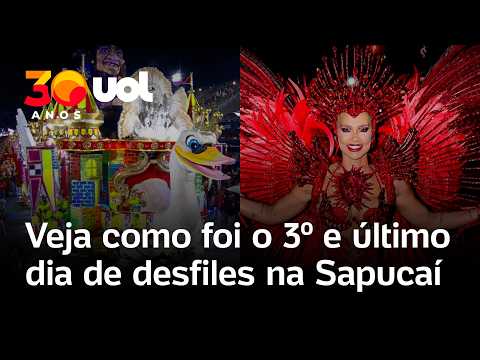 Carnaval no Rio: assista à 3ª noite de desfiles das escolas de samba na Sapucaí; vídeo