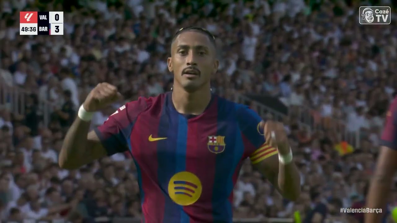 VIROU GOLEADA! RAPHINHA FECHA NA SEGUNDA TRAVE E O BARCELONA FAZ 3 A 0 NO VALÊNCIA