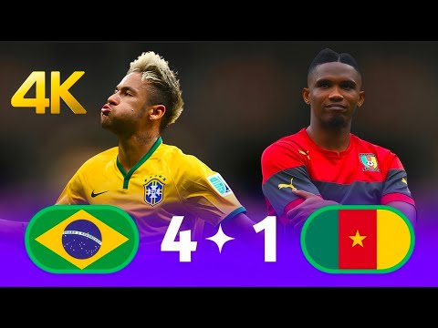 Brazil 🇧🇷 Cameroon 🇨🇲 Neymar crushes the Lions' dreams 🦁 World Cup 2014, incredible 4K quality